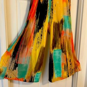 Women multi color flare leg pants